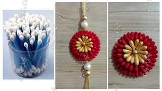 How to make rakhi at home with ear cotton buds | Handmade Rakhi Ideas | Raksha Bandhan 2021