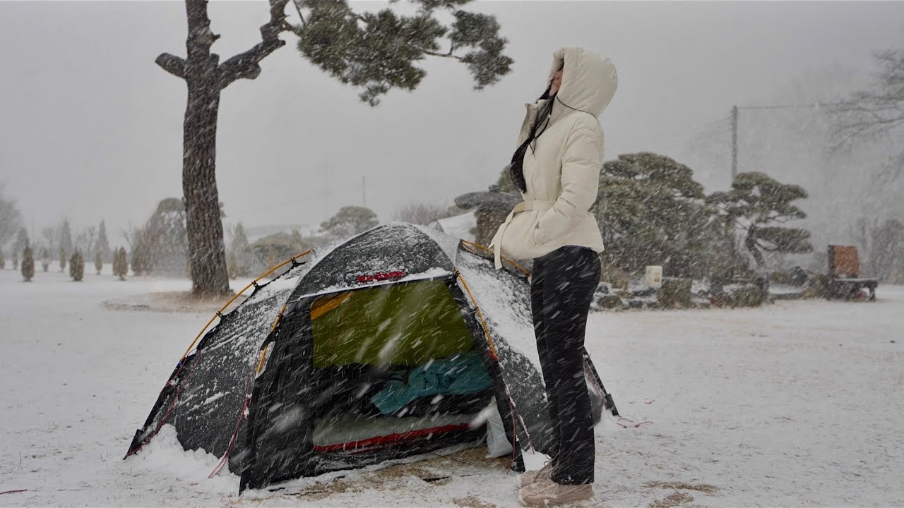 ❄️ЭКСТРЕМАЛЬНОЕ КЕМПИНГОВАНИЕ В МАЛЕНЬКОЙ ПАЛАТКЕ⛺ ВО ВРЕМЯ СНЕЖНОЙ БУРИ🌨️｜ЗВУКИ ЗАСНЕЖЕННОЙ ПРИРОДЫ