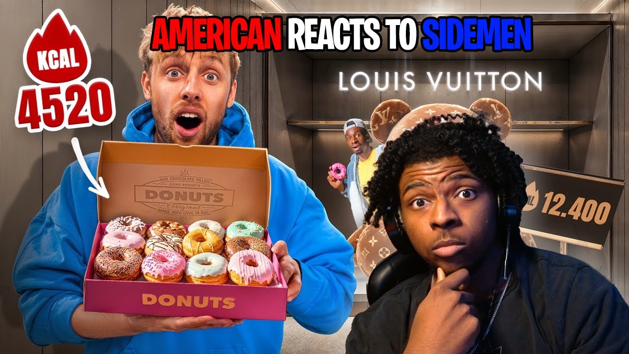 AMERICAN REACTS TO: SIDEMEN SPEND $1 FOR EVERY CALORIE YOU EAT FOR 24 HOURS