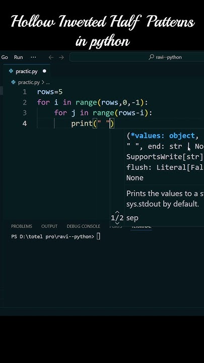 Hollow Half Pyramid in Python #shorts 30 Seconds! - YouTube