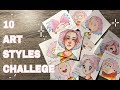 10 ART STYLES CHALLENGE / рисую в 10 стилях
