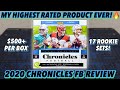 MY HIGHEST RATED PRODUCT EVER!🔥 SWEET HITS! | 2020 Panini Chronicles Football Hobby Box Break/Review