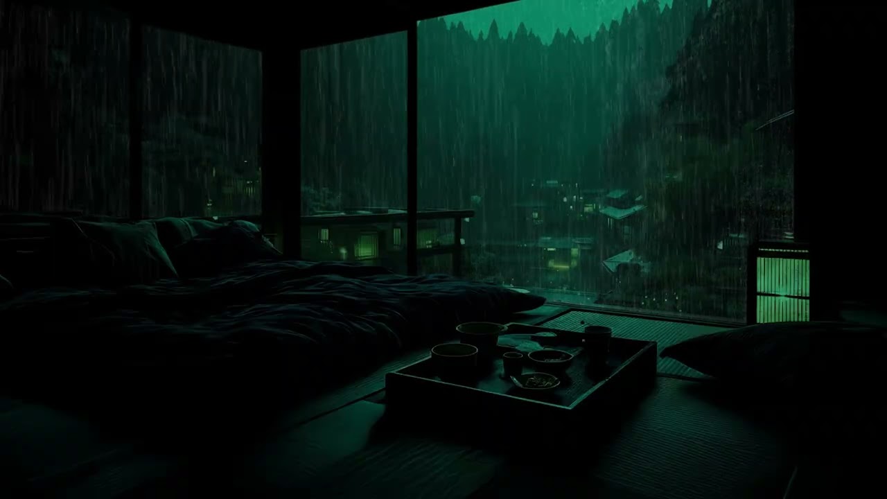 Gentle Forest Rain on a Cozy Cabin 🌧️ No Ads  Dark Room Ambience for Deep Sleep & Stress Relief