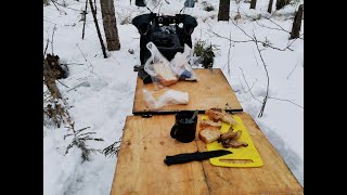 Прогулка по лесу на мотобуксировщике. Обеденный перекус в лесу.