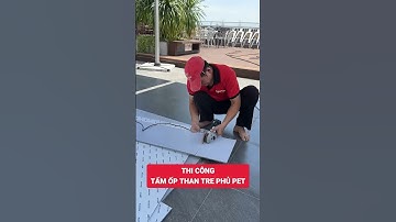 Thi công tấm ốp than tre trắng sứ phủ pet cho góc cột vuông