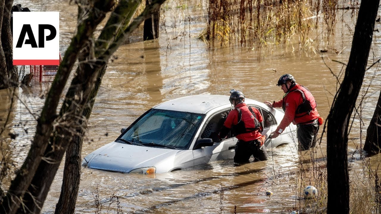 Floods hit California as state braces for storms - YouTube