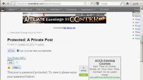 WordPress Tutorial - How to Create A Password Protected Or Private Post in WordPress