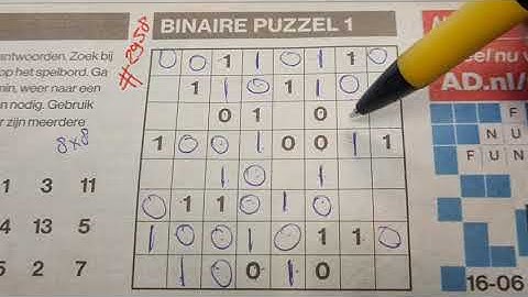 (#2958) Wednesday Binary01  Sudoku puzzle. Bonus Extra edition. 06-16-2021 Extra part 3 of 4