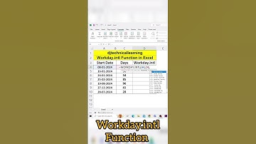 Workday.intl Function in Excel #exceltips #dataentry #exceltech #excel #tutorial2024 #microsoftexcel