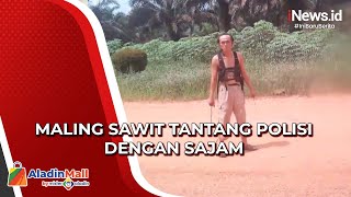 Detik-Detik Polisi Diancam dengan Sajam oleh Maling Sawit di Bangka Belitung screenshot 2