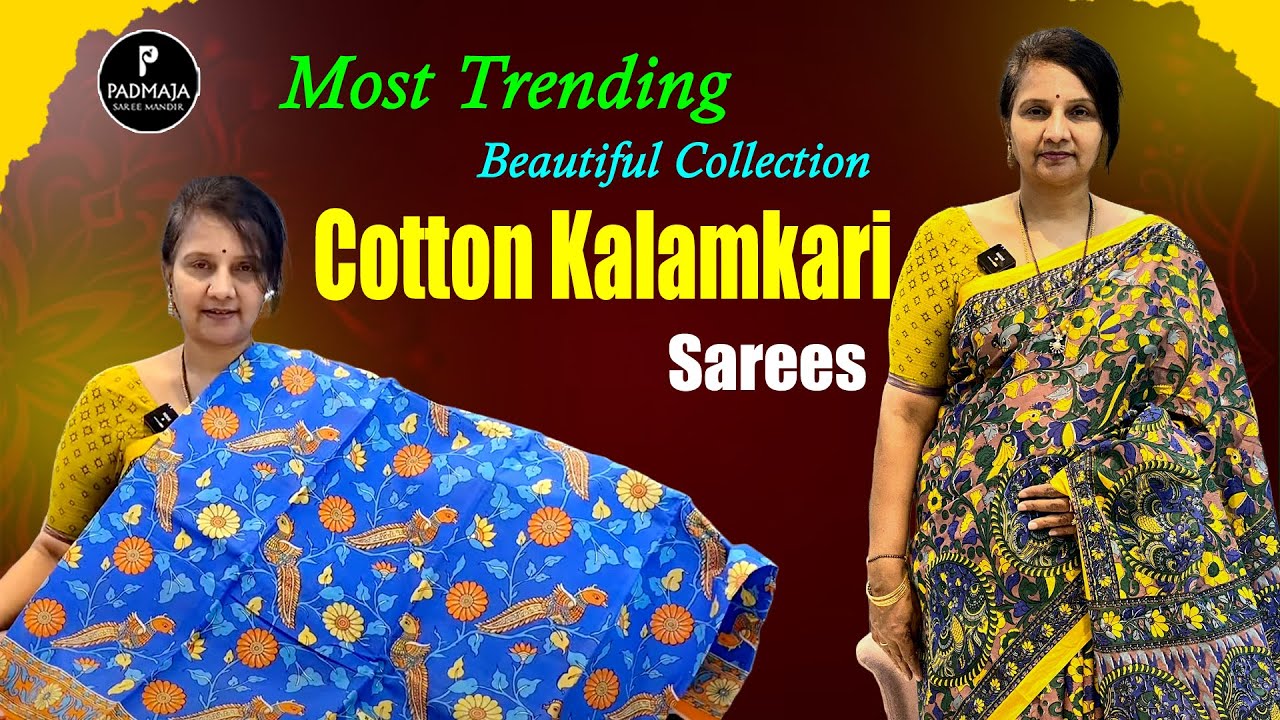 Beautiful Most Trending Cotton Kalamkari Sarees | Padmaja Saree Mandir #new #youtuber #saree
