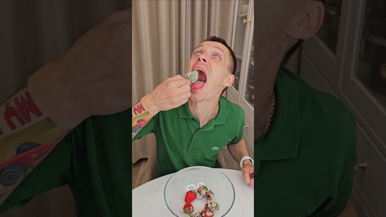 He wanted to eat the strawberries, but she stopped him 😂