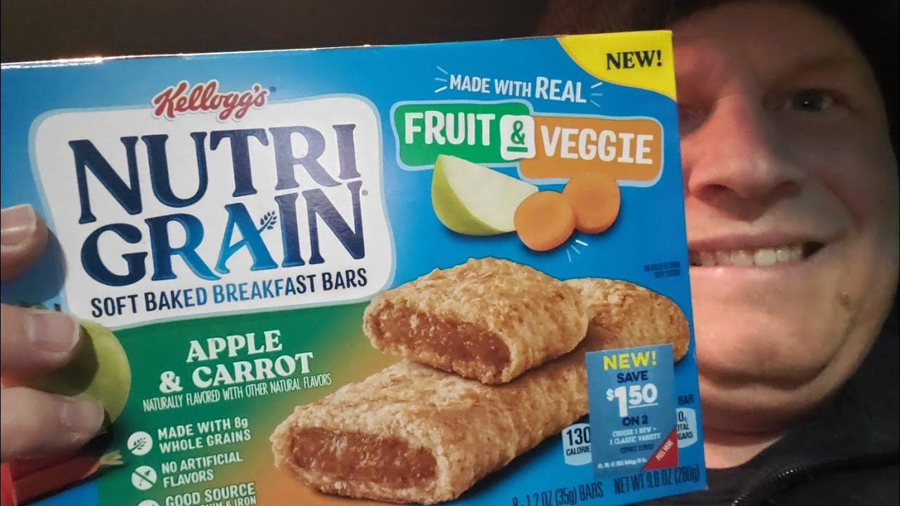 New Kellogg's NutriGrain Fruit &Veggie Bar Apple & Carrot flavor Taste