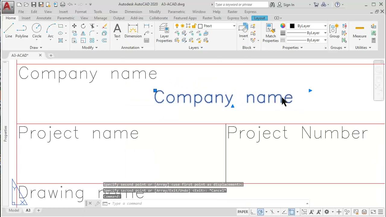 สร้าง Title block A3 แบบ Layout ด้วย AutoCAD 2020 อย่างละเอียด ตอนที่ 2 จบ YouTube