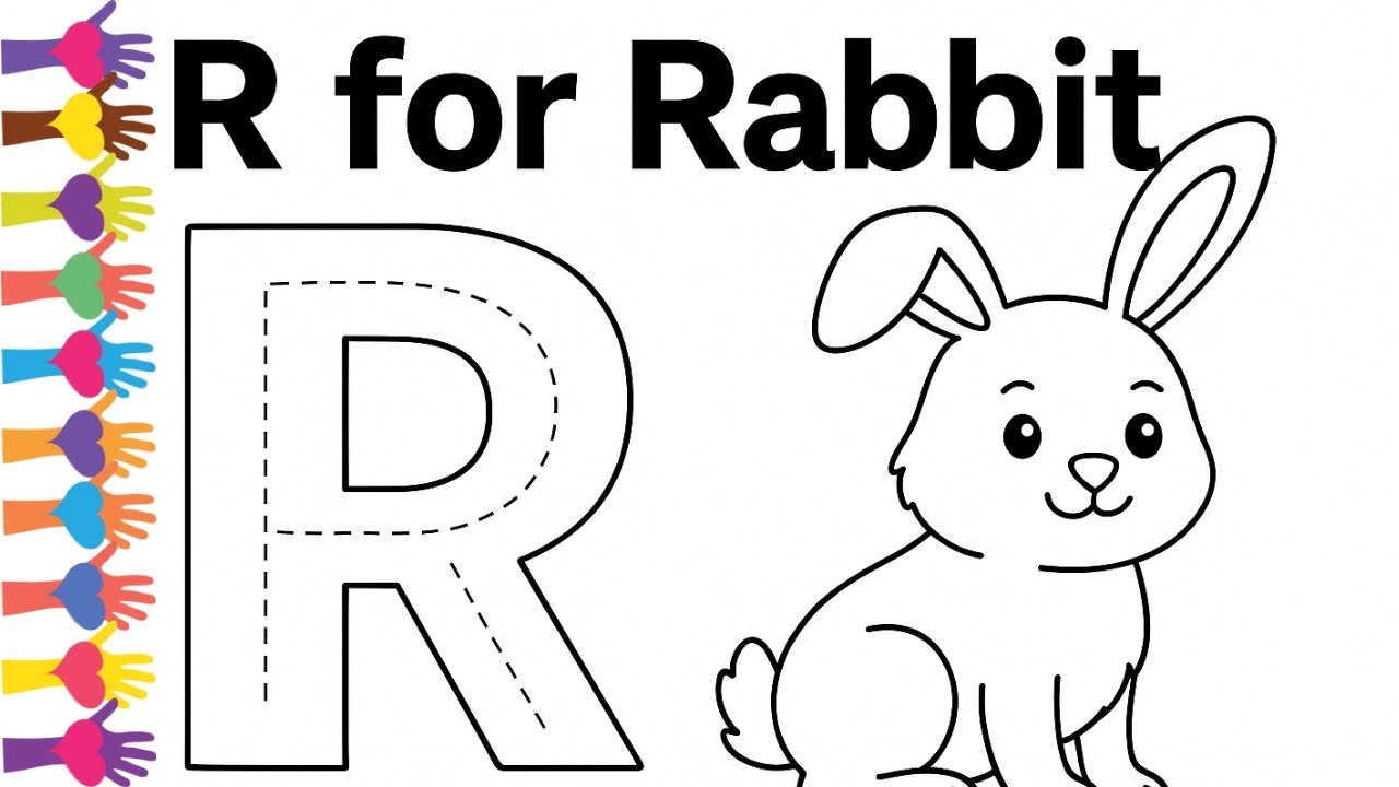 R for Rabbit | ABC Tracing and Coloring | Color by Number | Learn