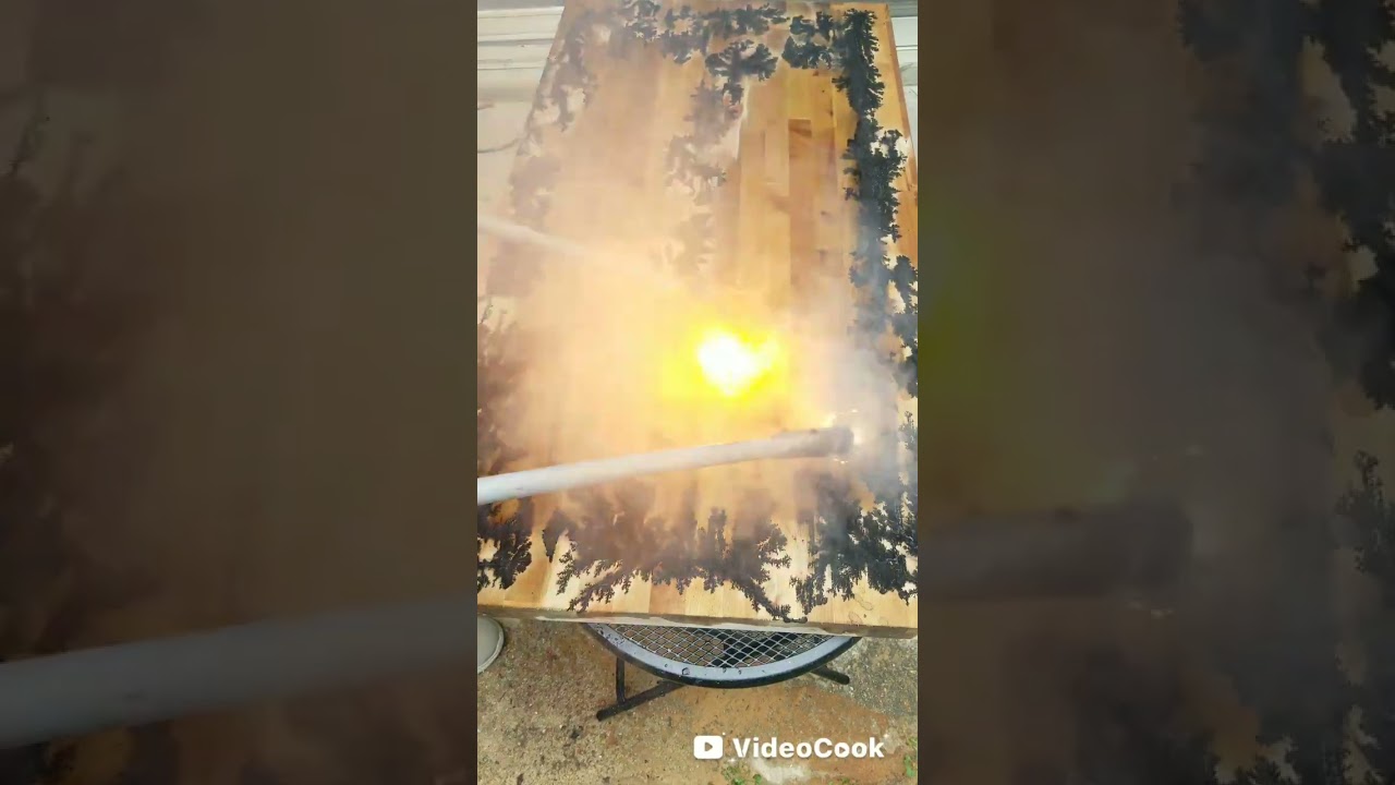 Fractal burning butcher block for a coffee table