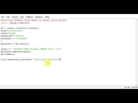 #Deleting Element from Table in MySql using Python - YouTube