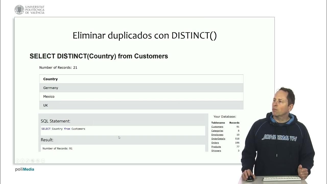SQL. Limit, Distinct(), Count() | 8/25 | UPV - YouTube