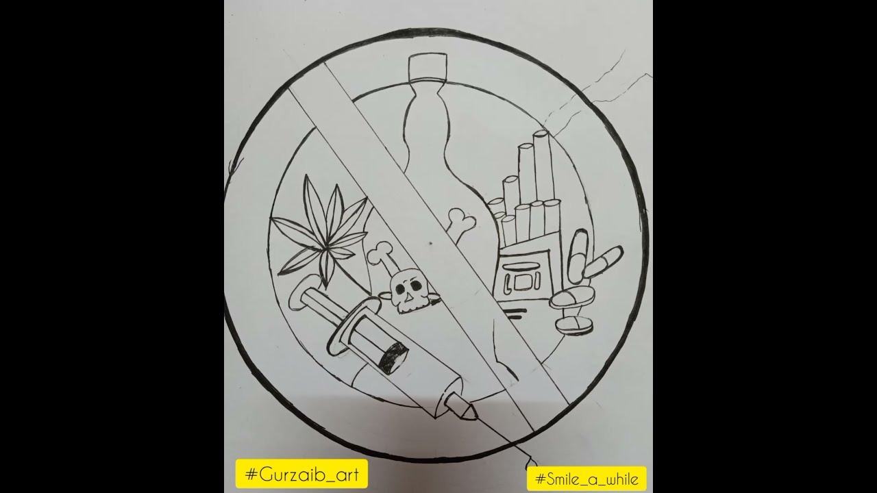 Gurzaib art | Say no to drugs drawing| Say no to drugs poster drawing | Recreation.... 