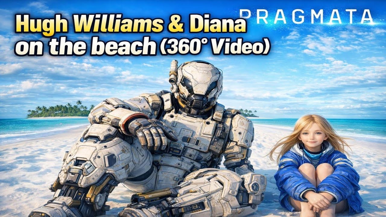 Miniaturë videoje për Hugh Williams dhe Diana në plazh (Video 360°) | PRAGMATA | 360° VR, Animacion AI, 4K
