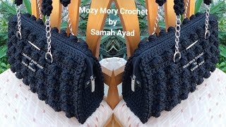 شنطة كروشيه/حقيبه كروشيه بغرزة الفيشارة للأمcrochet bag/Cepli portfe/tığ işi/ çanta/Bolsa de croch