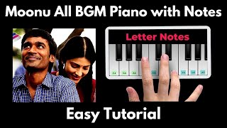 Moonu(3) all BGM Piano Tutorial with Notes | Anirudh | dhanush | Perfect Piano | 2020 screenshot 5