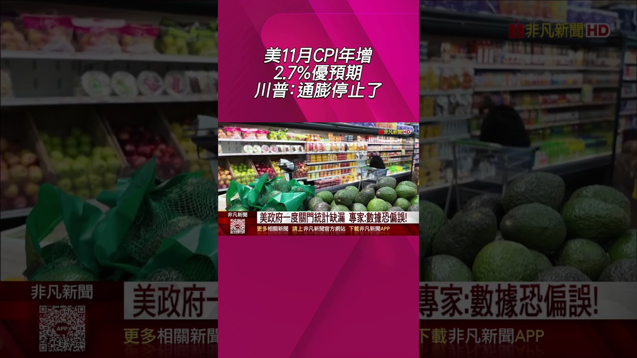 美11月CPI年增2.7%優於預期!專家指統計缺漏