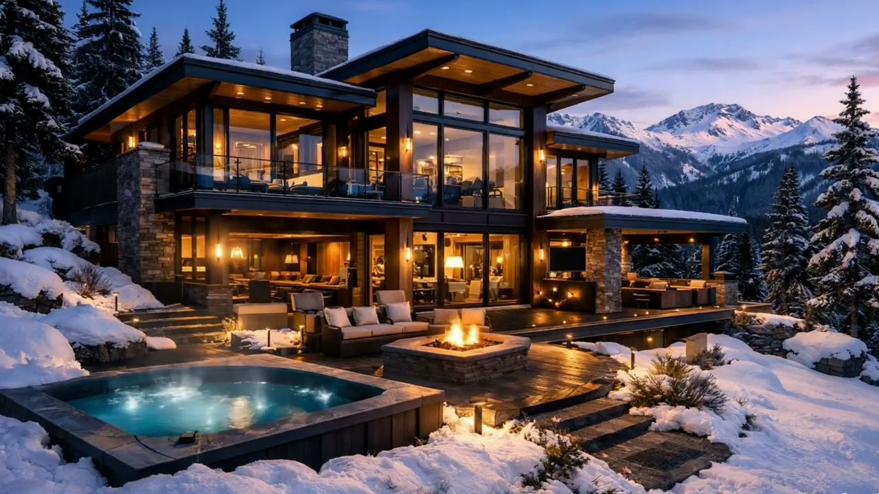 Lofi Piano Jazz in Cozy Winter Cabin ❄️ Snowfall & Fireplace Ambience for Study and Relax