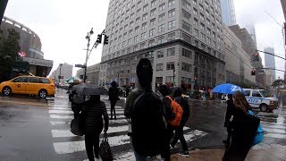 ⁴ᴷ⁶⁰ Walking NYC in the Rain & Wind: 34th Street & 7th Avenue to The High Line Elevated Park