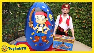 Giant Egg Surprise Opening Jake And The Neverland Toys Animal Planet Sharks Kids Video