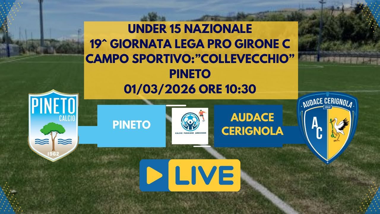 LIVE UNDER 15 PINETO ⚪️ 1|0 🟡AUDACE CERIGNOLA 1°TEMPO