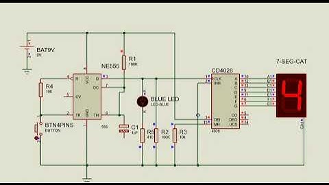 Proteus Simulation | 7-Segment counter using CD4026 & NE555 with push button