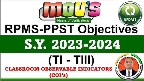 T1-T3 RPMS Objectives (Classroom Observable Indicators) for S.Y. 2023-2024