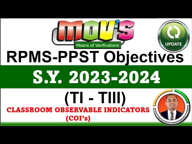 T1-T3 RPMS Objectives (Classroom Observable Indicators) for S.Y. 2023-2024 class=