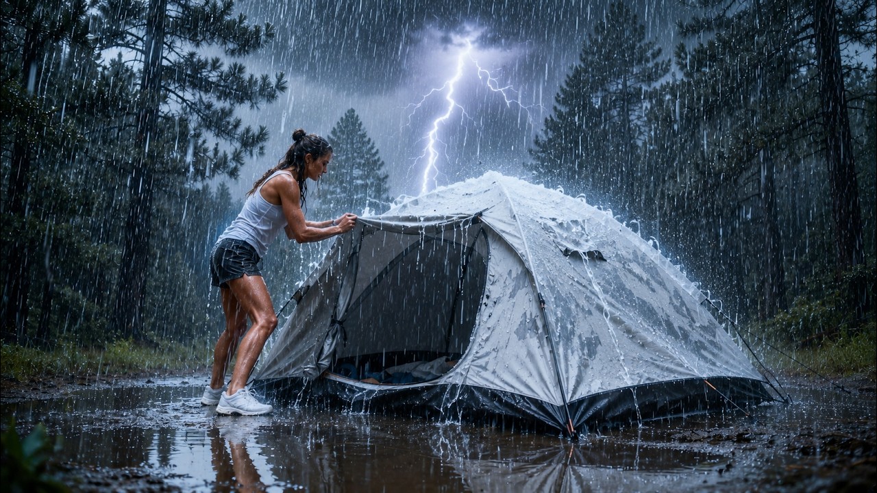 Solo Camping Heavy Rain || Heavy Rain Camping in Cozy Tent - ASMR - YouTube