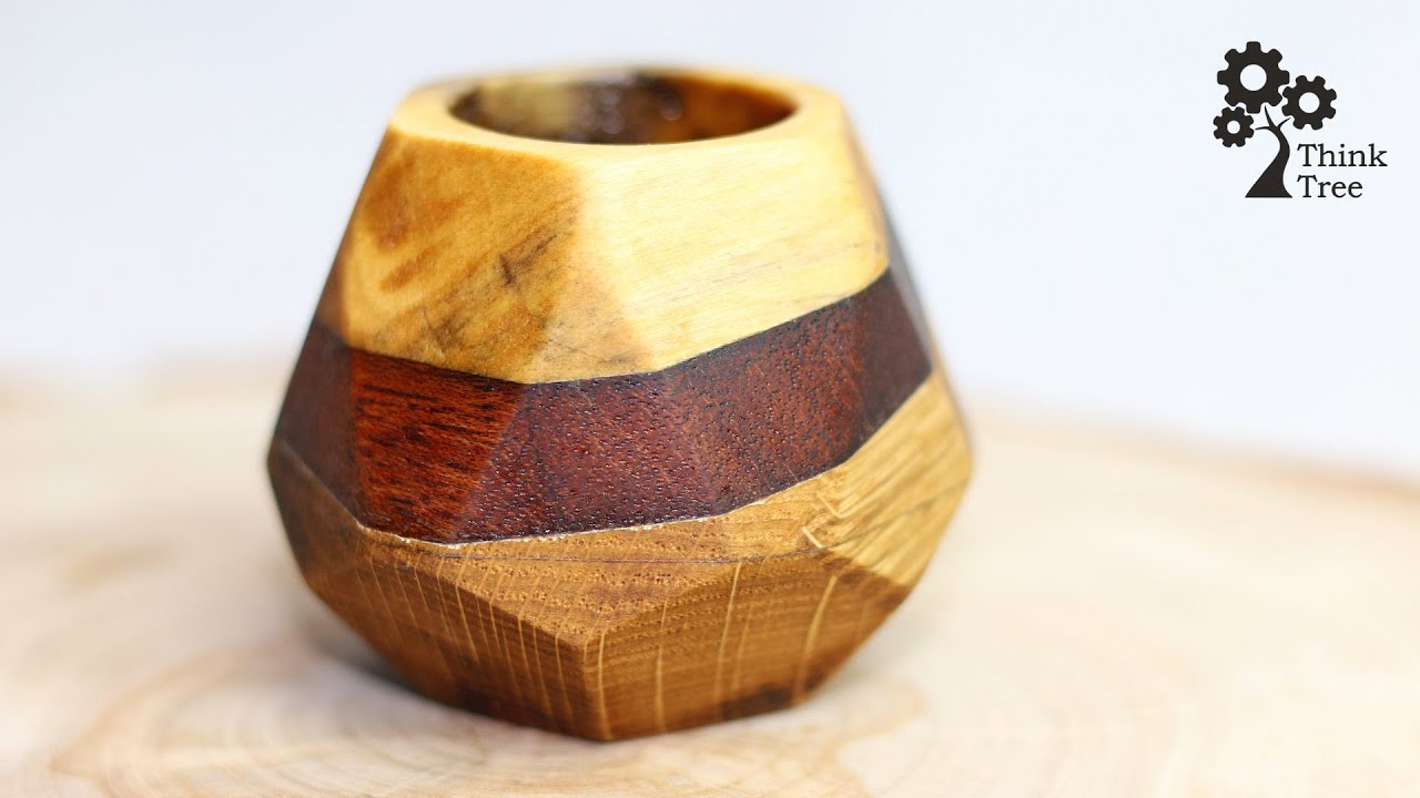 Drewniana geometryczna doniczka  / Wooden geometric planter DIY / Think Tree