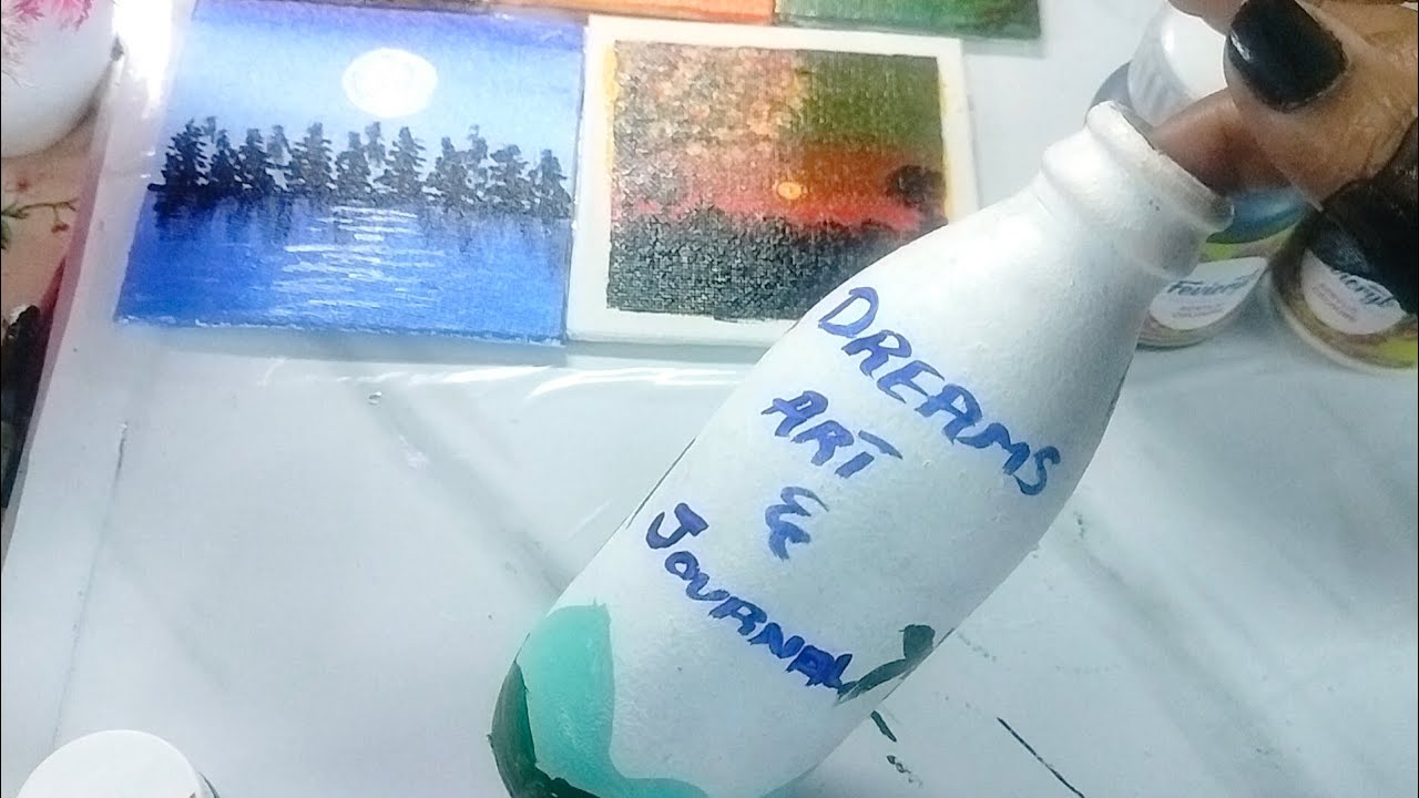 Acryli painting on glass bottleeasy painting on glass for beginners 