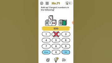 Leval 71 brain out add up 3 largest number in the following