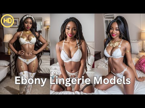 Ebony Beauties Modelling White Lingerie (AI Art Lookbook) HD