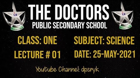 Class One Science Lecture # 1 25-May-2021 dpsryk