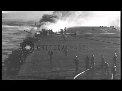 Japanese dive-bombers strike the USS Enterprise during World War II HD Stock Footage