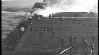 Japanese dive-bombers strike the USS Enterprise during World War II HD Stock Footage