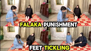 Feet Falaka punishment husband punish wife😩Tickling feet 🦶 #itsfozii #funny #viral #entertainment 
