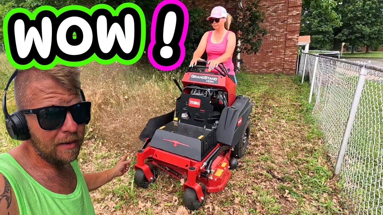 Taming an Overgrown Lawn with One of the Smallest Stand-On Mowers!