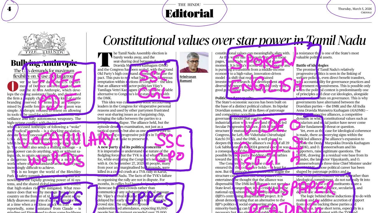 5 March 2026 | The Hindu newspaper analysis today | easy way to read English newspaper