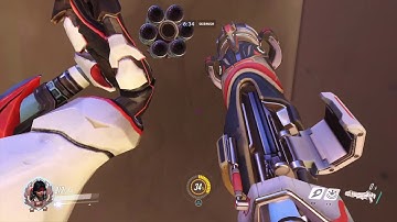 In the enemy spawn as pharah [Overwatch].