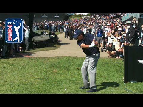 Phil Mickelson's wedge over grandstands at Genesis Open 2019