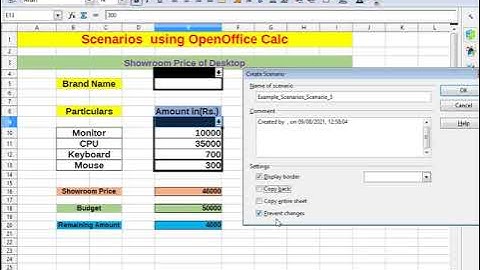 Scenarios Class-X IT-402 Electronic Spreadsheet(Open office Calc)