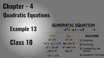Class 10 - Example 13  Chapter- 4  "Quadratic Equations" - Class10  Maths   CBSE  ( NCERT )
