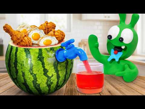 Eksperimen Campuran Makanan Semangka Misterius dari Pea Peas! - Seperti Apa Rasanya?